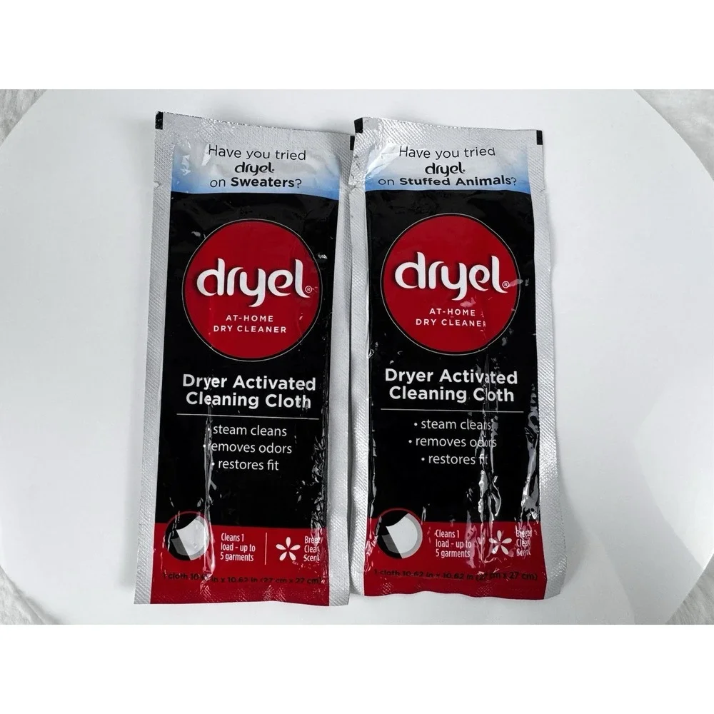 New Lot Of 2 Dryel At-Home Dry Cleaner Dryer Activated Cleaning Cloths